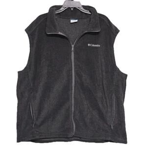 Columbia Mens 2XL XXL Fleece Vest Full Zip Sleeveless Jacket Gray Outdoors